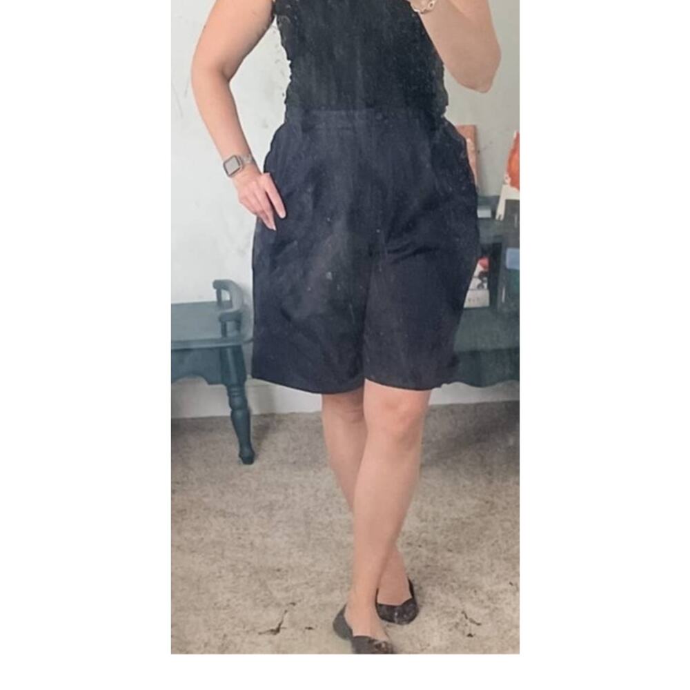 Lord & Taylor vintage 100% wool navy blue high waist dress shorts size M/10 - Picture 6 of 7